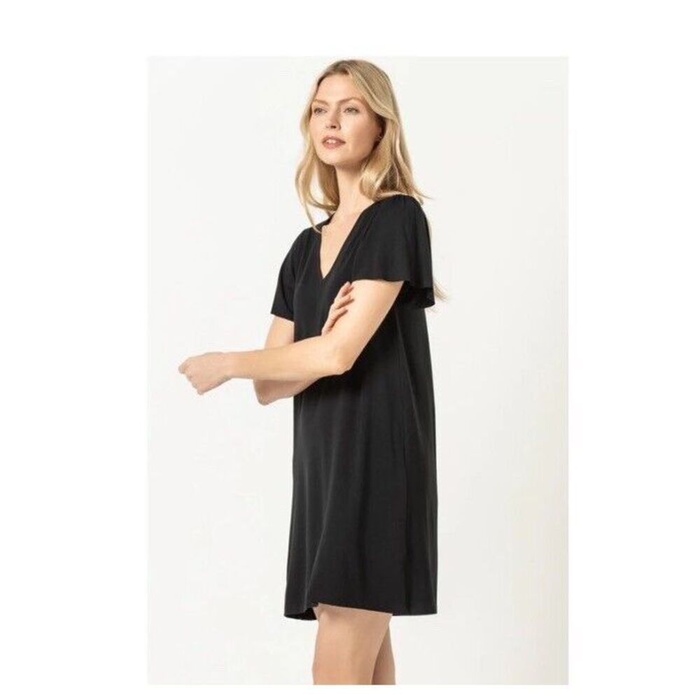 Lilla‎ P Womens V-Neck Shift Dress Black Color